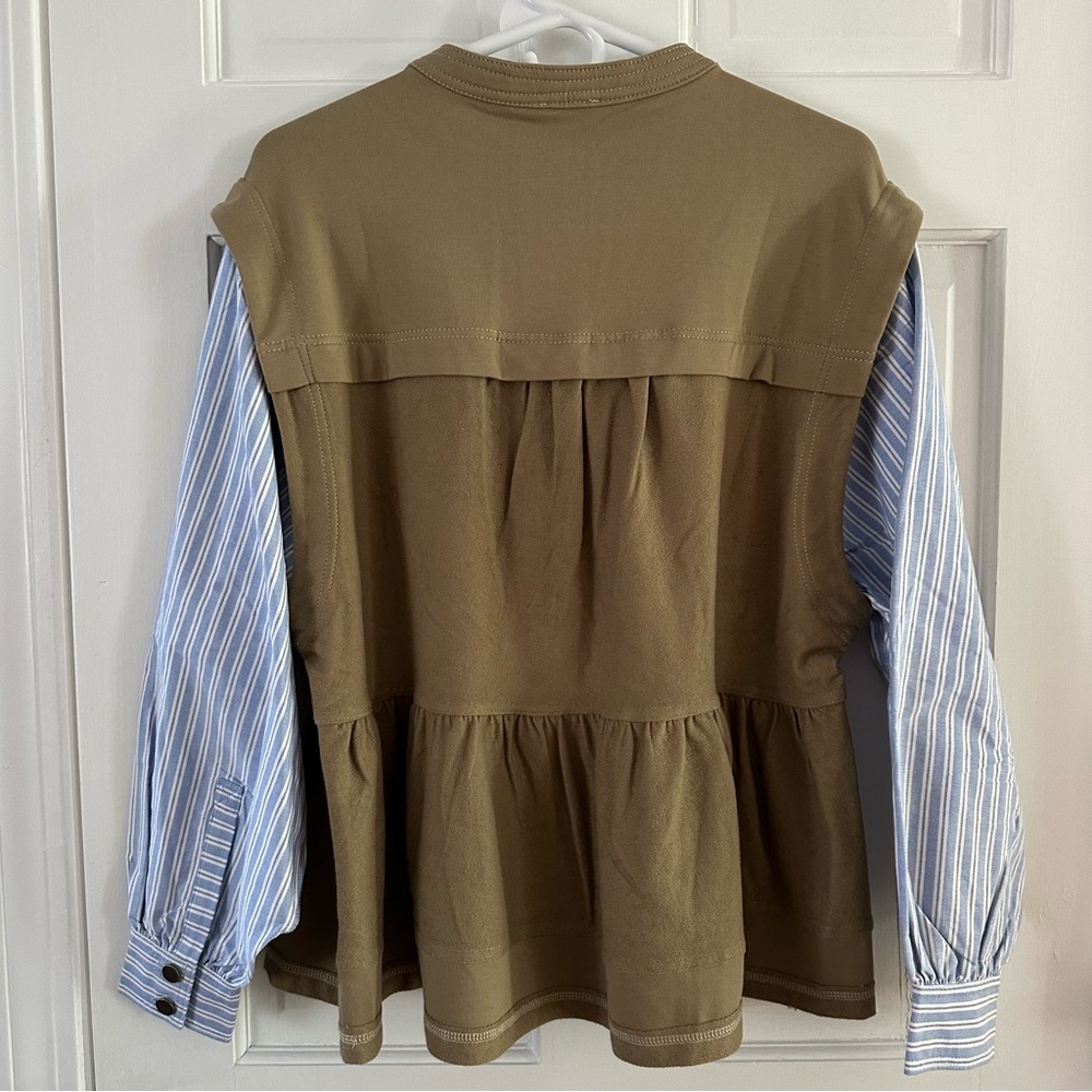 Pilcro Anthropologie Shirt Sleeve Knit Babydoll Shacket Moss Size XXS NWT - Picture 8 of 10